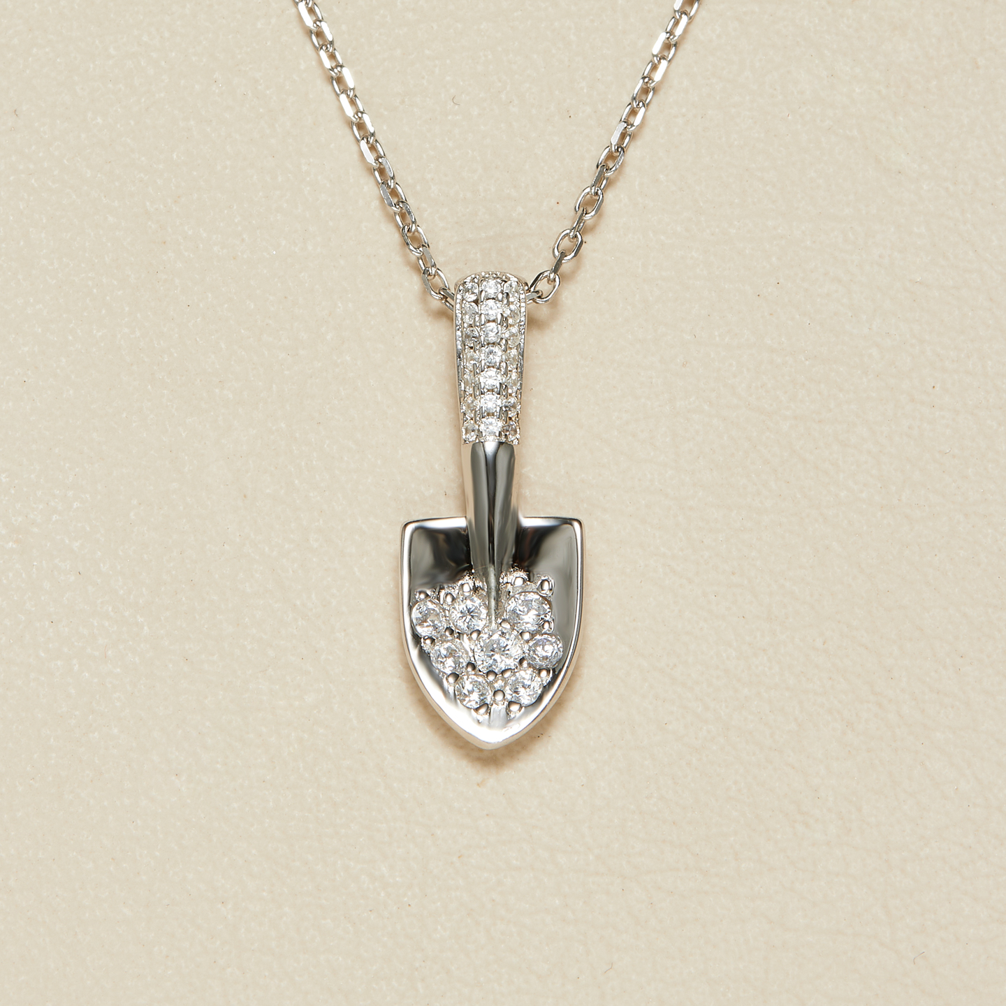 AHCHOO 静奢风S925纯银手工满镶锆石小铲子项链日铲斗金锁骨链女