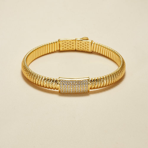 吴千语同款 AHCHOO 精工满钻莫桑石软骨弹力手镯S925纯银手环