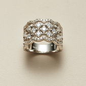 AHCHOO 静奢风重工蕾丝满钻莫桑石戒指925银宽版 繁星指环520送人