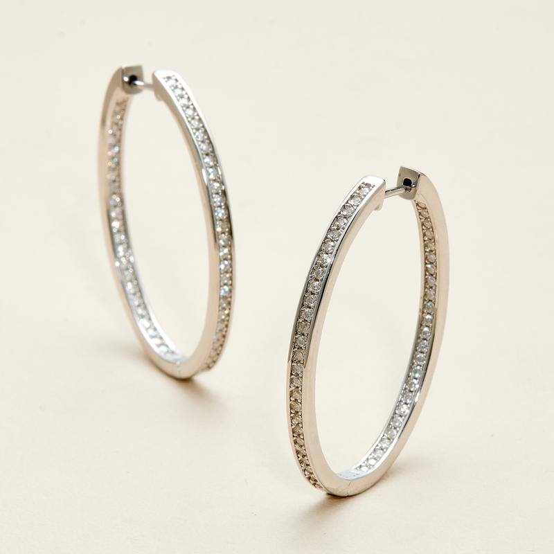 AHCHOO 精工超S 静奢通勤满钻莫桑石U型耳扣简约设计925银耳环女