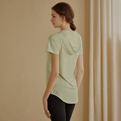 2024夏季新款运动短袖连帽T恤宽松健身服上衣跑步外穿时尚瑜伽服