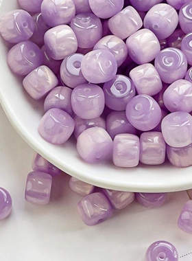 树脂鎏金紫色方糖珠散珠子diy手工制作串珠材料手链项链饰品配件