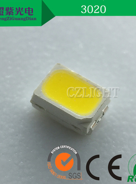 3020 白色 LED灯珠3020白灯 白光 发光管 高亮白色贴片发光二极管