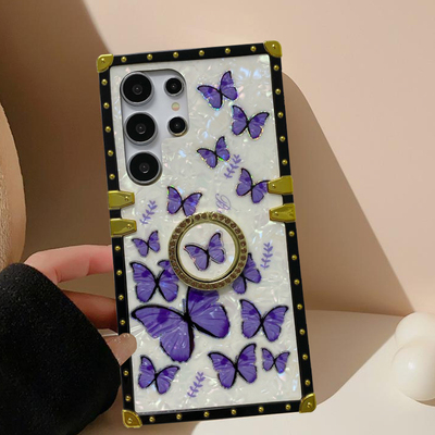 samsun方形galaxy+s25ultra适用三星s24plus手机壳电话s23烫金指环s22全包保护套52a54潮牌a53支架note20女生