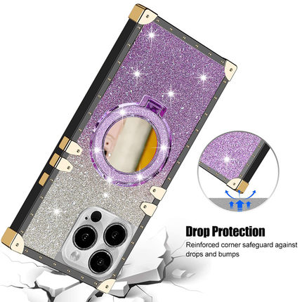 适用redmi红米渐变色note13pro手机壳note12保护套note11+全包note10支架note9镜子面金属四角防摔