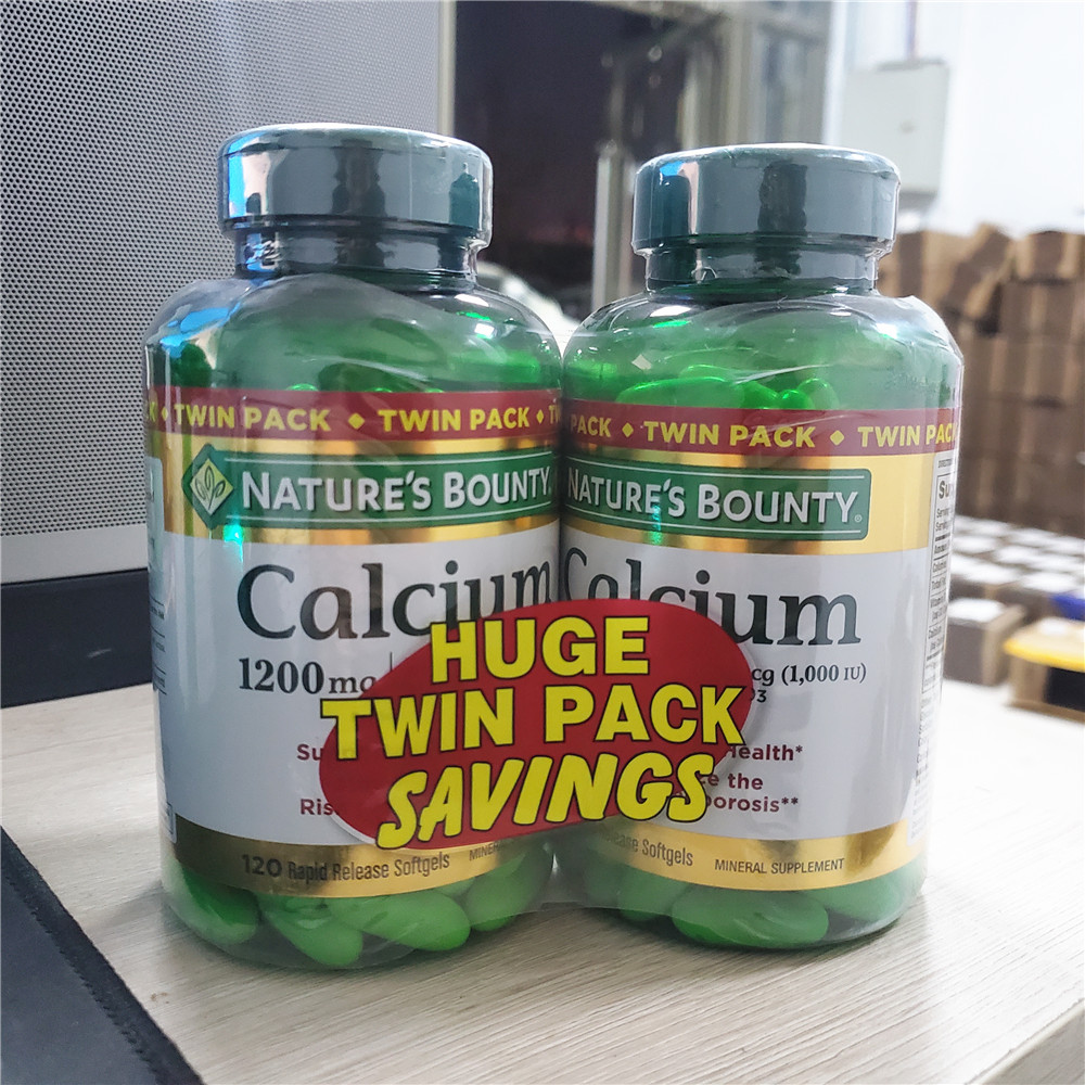 两瓶装Nature’s Bounty自然之宝液体钙120粒维生素D3胶囊1200mg