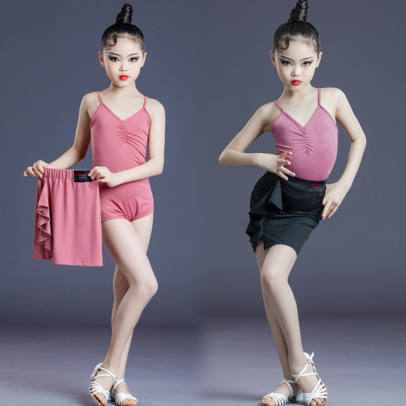 2021新款拉丁舞练功服女童专业训练舞蹈服装少儿吊带拉丁演出服装