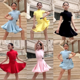 新款儿童拉丁舞服标准赛服女童专业规定比赛服高档少儿演出服分体
