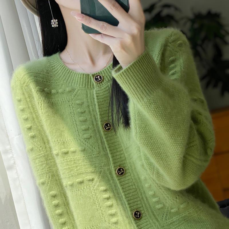 2025年新款秋装羊毛衫女100%纯羊毛开衫外套针织打底羊绒毛衣外搭