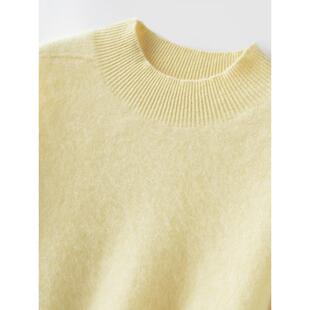 厄尔多斯市半高领羊绒衫女拉绒羊毛宽松慵懒风毛衣针织打底衫特价