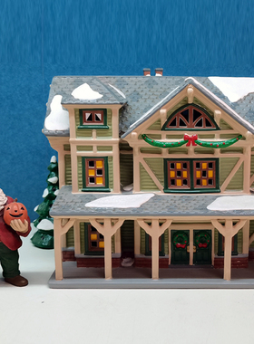 手绘美国房子雪松木屋艺术风摆件