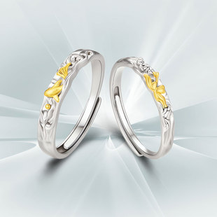 DR情侣对戒纯银999足银戒指一对轻奢小众设计对戒圣诞礼物送女友