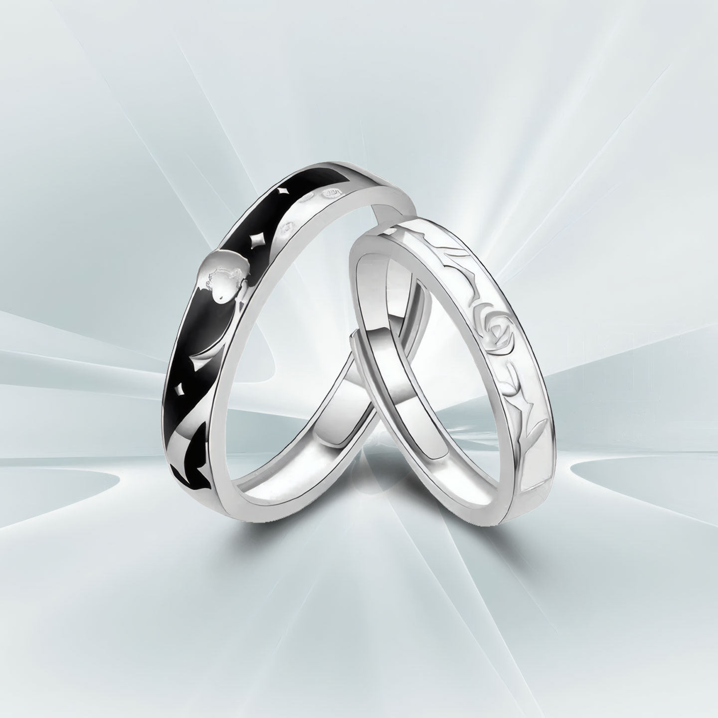 DR小王子与玫瑰花情侣戒指999纯银对戒轻奢小众生日礼物送女男友