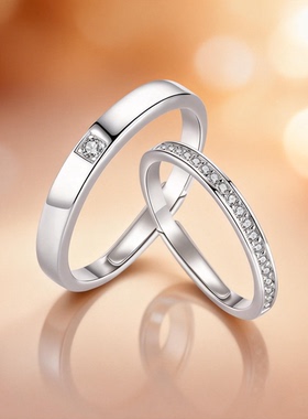 DR钻戒情侣对戒纯银999戒指小众设计对戒女男一对圣诞礼物送女友