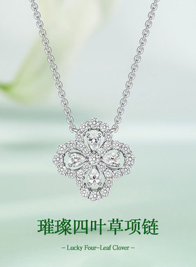 DR四叶草项链999纯银女轻奢新款设计高级感锁骨链圣诞礼物送女友