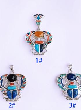 古埃及男女银饰青金石镶嵌吊坠