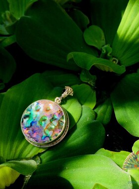 埃及进口天然彩贝银吊坠女