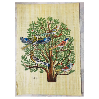 埃及进口天然纸莎草纯手工喷绘装饰画植物花卉生命之树 瑕疵特价