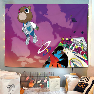 Kanye 饰挂布卧室欧美背景布 West侃爷嘻哈说唱歌手酒吧墙面背景装