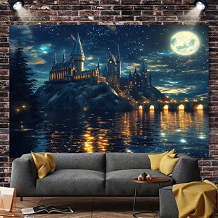 哈利波特城堡背景布魔法学院背景墙布卧室改造户外拍照高级感挂布
