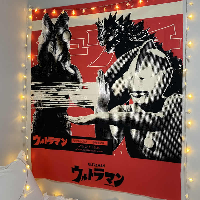 复古日式动漫奥特曼免打孔挂布