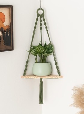 编织挂毯置物架墙角植物架