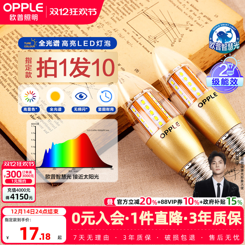 欧普led灯泡e14e27螺口蜡烛泡