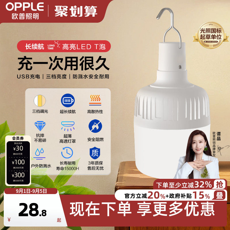 欧普充电式led应急灯照明球泡图片