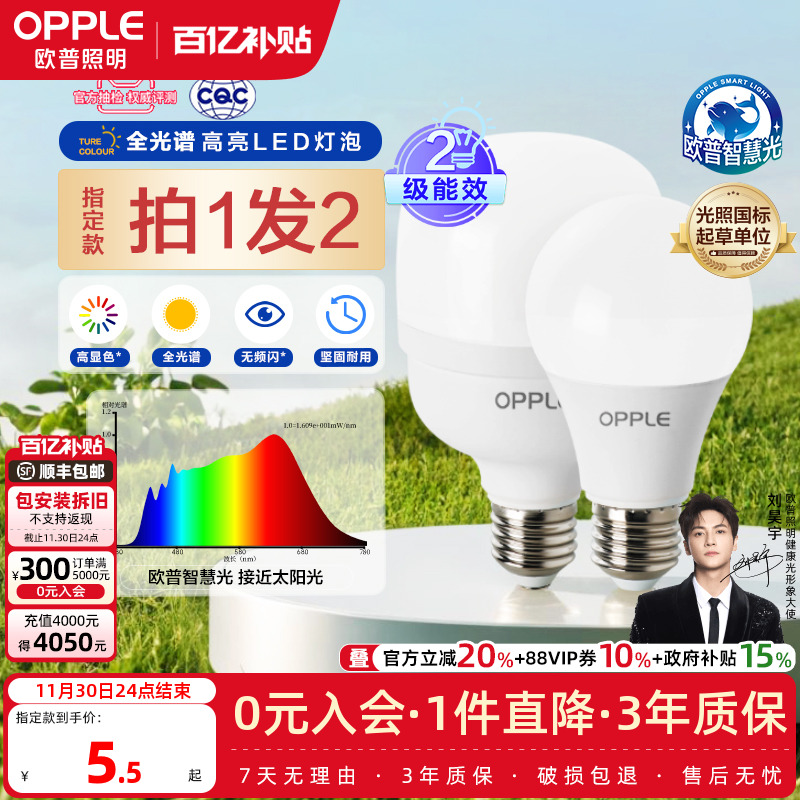 欧普高显色球泡瓦数螺口齐全新款