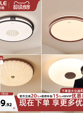 26新欧普LED吸顶灯中古国风山水墨画中日式田园卧室书房灯具饰WS
