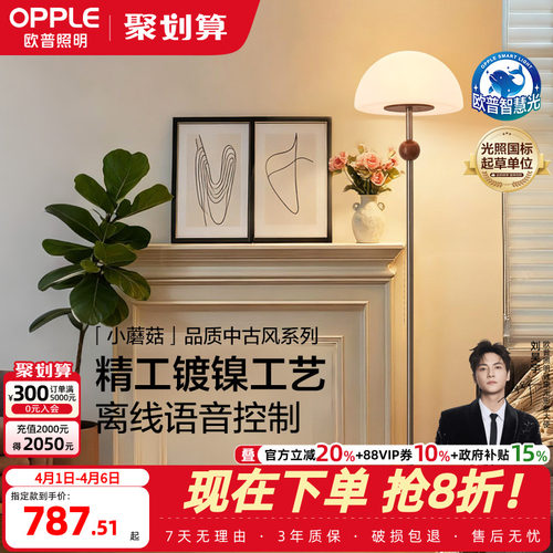 欧普/小蘑菇/中古风落地灯全光谱离线语音宋式美学灯饰客餐厅DD