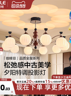 欧普/咖啡豆/中古风吊灯复古2026新款宋代美学灯饰全光谱客餐厅DD