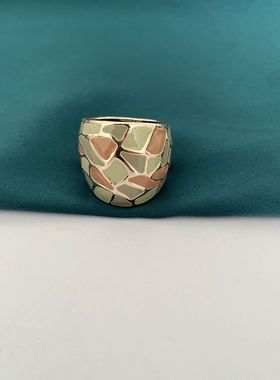 s49青岛欧美首饰外贸质感个性珐琅滴釉北欧风格宫廷气质创意戒指