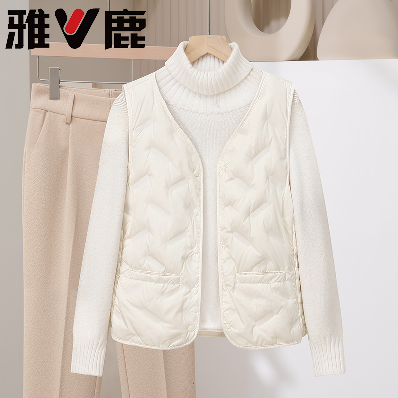 雅鹿羽绒马甲女士加绒加厚款