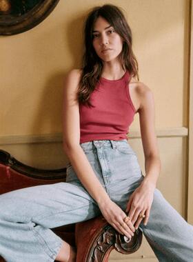 sezane弹力包身螺纹针织打底上衣无袖内搭百搭背心