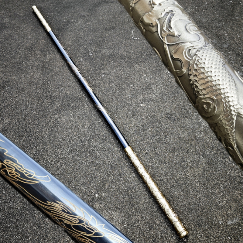 龙泉市武术如意金箍棒兵器金龙盘绕铜棍棒影视道具摆件未开刃