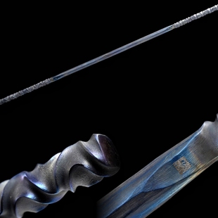 钛合金金箍棒整根一体实心手工锤纹扭转曲烤蓝收藏镇宅摆件武术棍