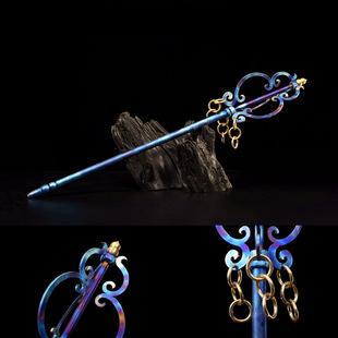 龙泉钛合金九环禅杖出家人用品法杖地藏兵器锡杖和尚僧人摆件寺庙