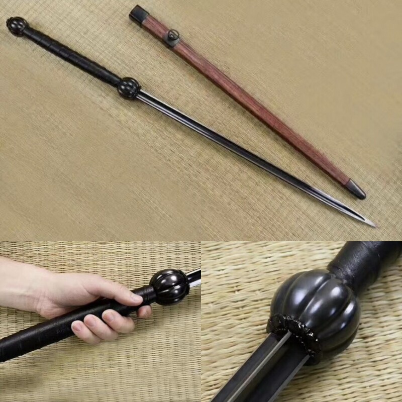 龙泉市一体实心花纹钢破甲锏鞭亢龙锏镇魔镇宅车载防护兵器未开刃