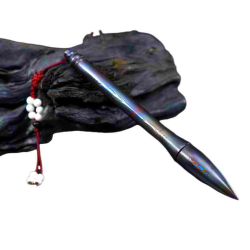 龙泉市一体实心花纹彩钢判官笔阴阳裁决铁笔棍法器兵器装备未开刃