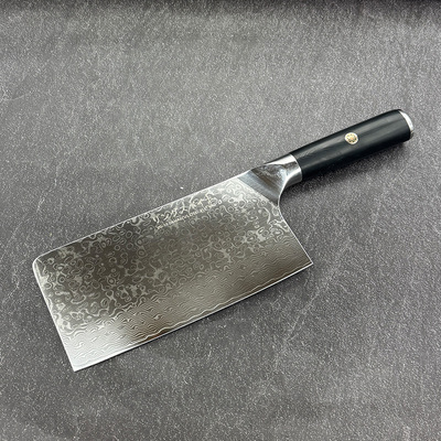 大马士革钢菜刀家用斩切两用厨房锋利切肉刀刀具厨师切片专用G06