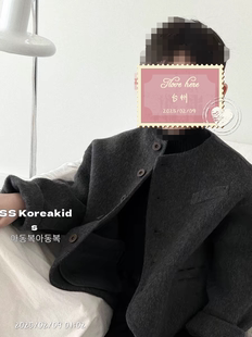 现货100%羊毛韩版帅气男女童双面羊绒大衣秋冬短款外套史豌豆同款