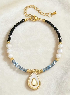 手工女款天然石法式轻奢珍珠手链女复古小众设计感手串礼物送闺蜜