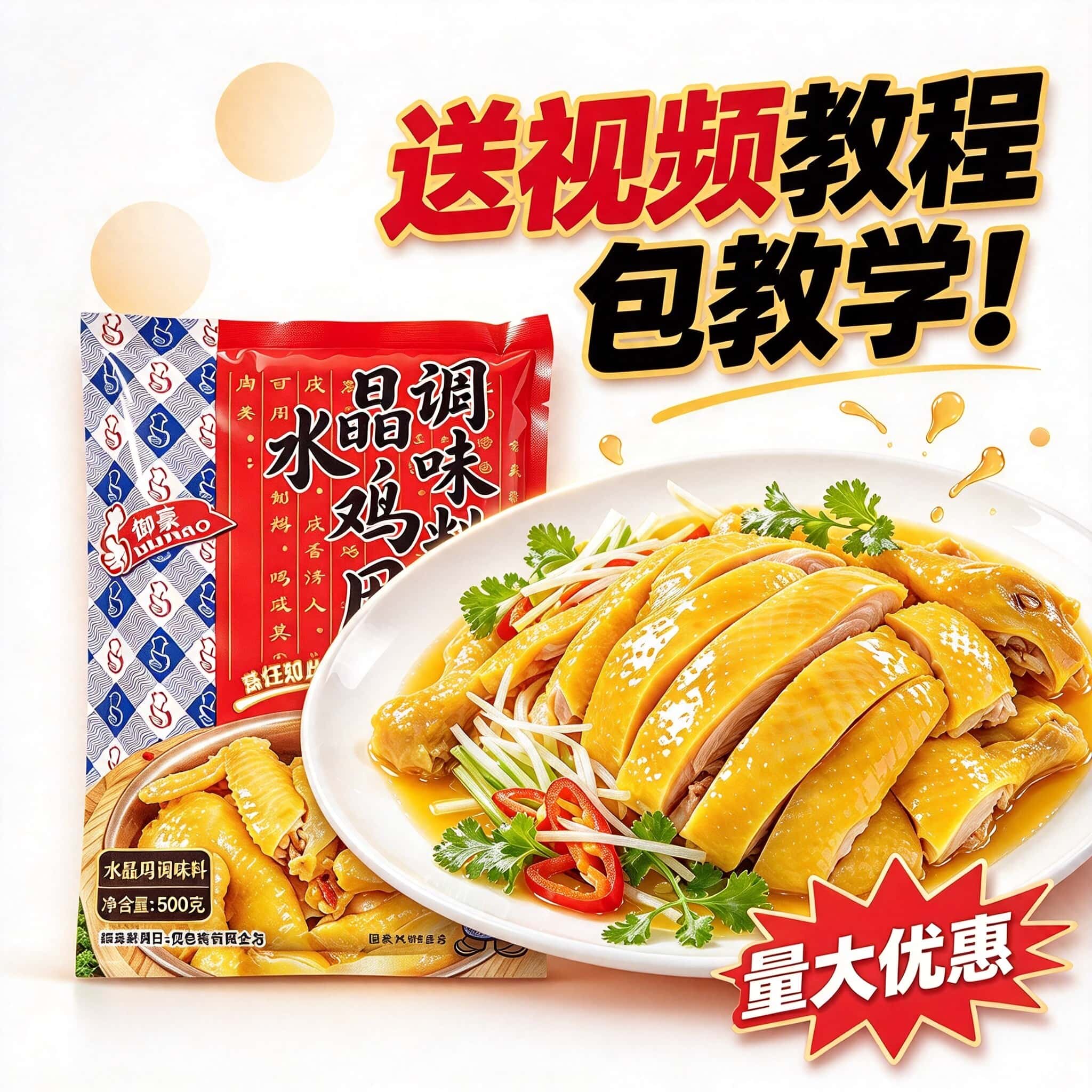 御豪水晶鸡配料500克商用装蒸鸡
