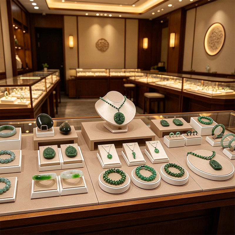 Pu皮香槟珠宝展示道具陈列架翡翠黄金柜台托盘项链戒指首饰展示架