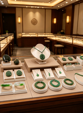 Pu皮香槟珠宝展示道具陈列架翡翠黄金柜台托盘项链戒指首饰展示架