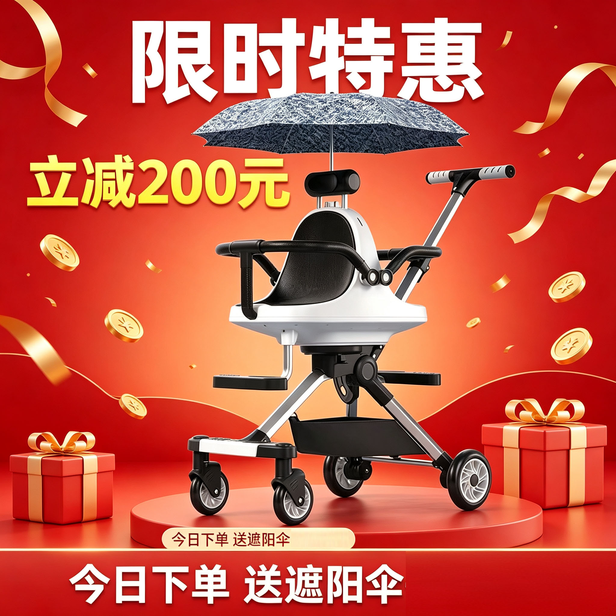 双胞胎遛娃神器轻便折叠一键收车