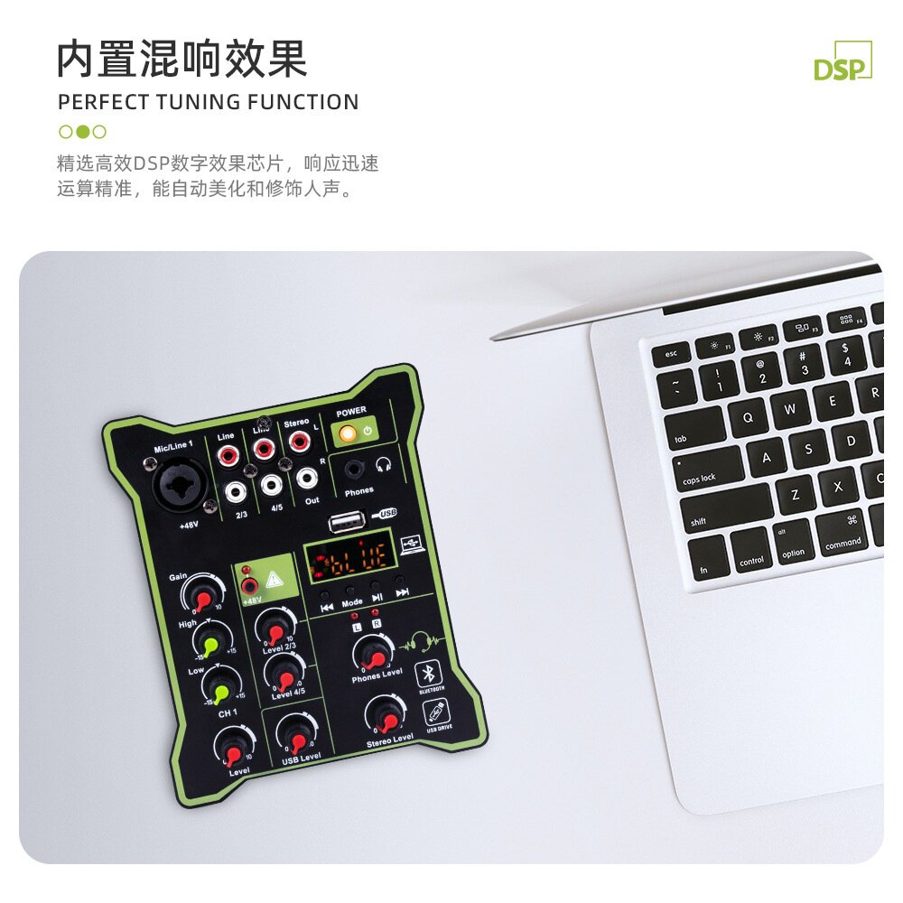 迷你调音台 5路小型混音器带混响家用K歌蓝牙USB直播调音台跨境图片