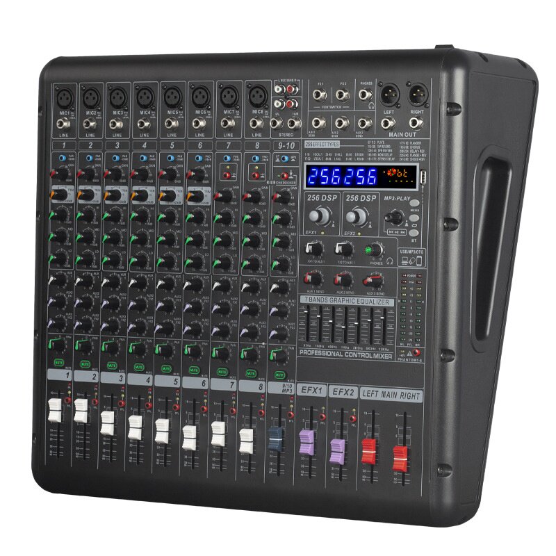 新款10路调音台256双效果带功放蓝牙大功率专业演出音响混音器