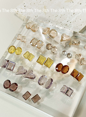 The 8th 高定K9透底尖底美拉德秋冬美甲钻歪心冰糖琥珀香槟透明钻